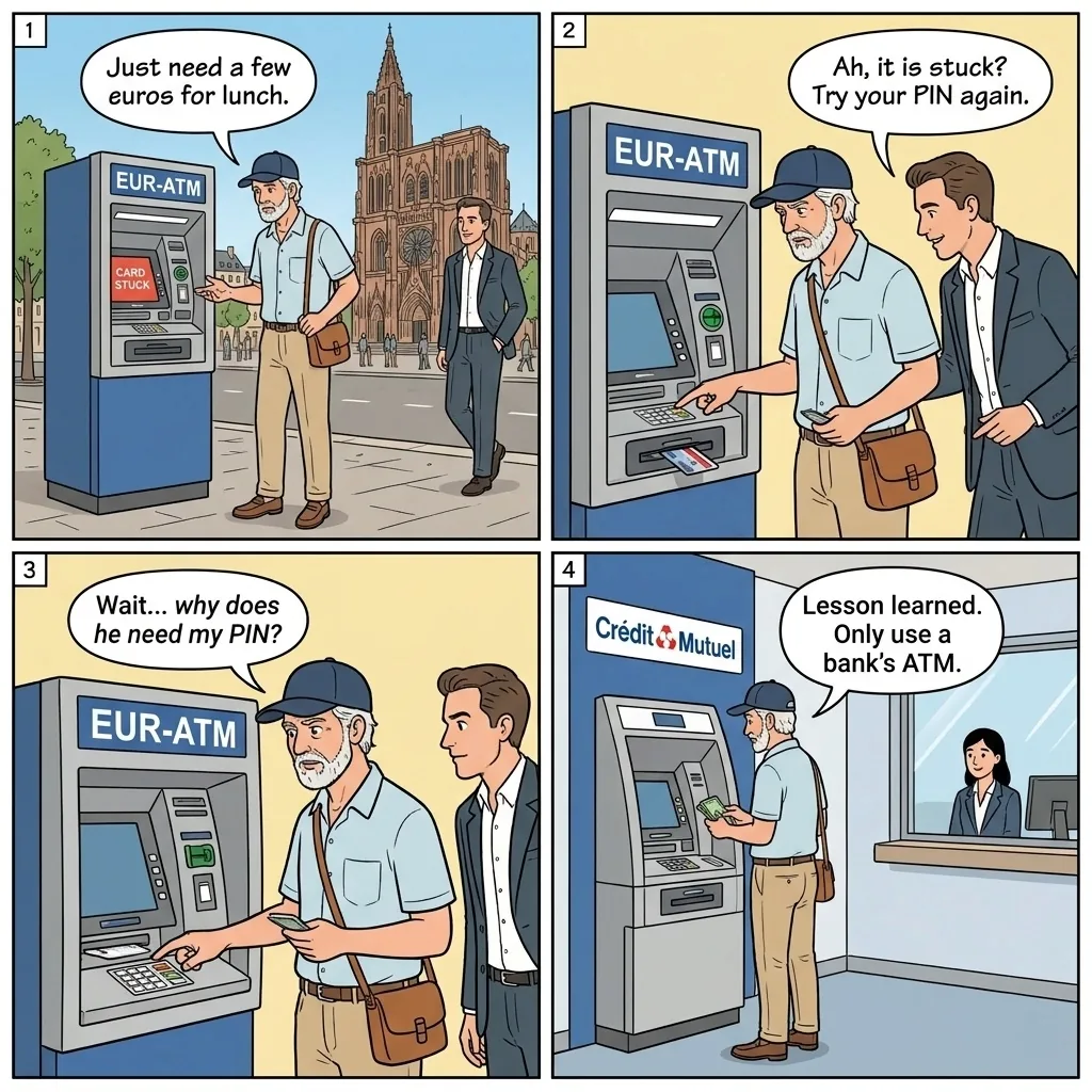 ATM Skimming — comic illustration