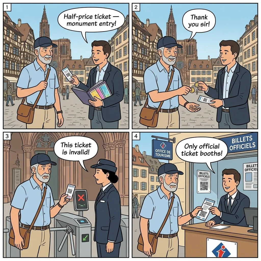 Counterfeit Attraction Tickets — comic illustration