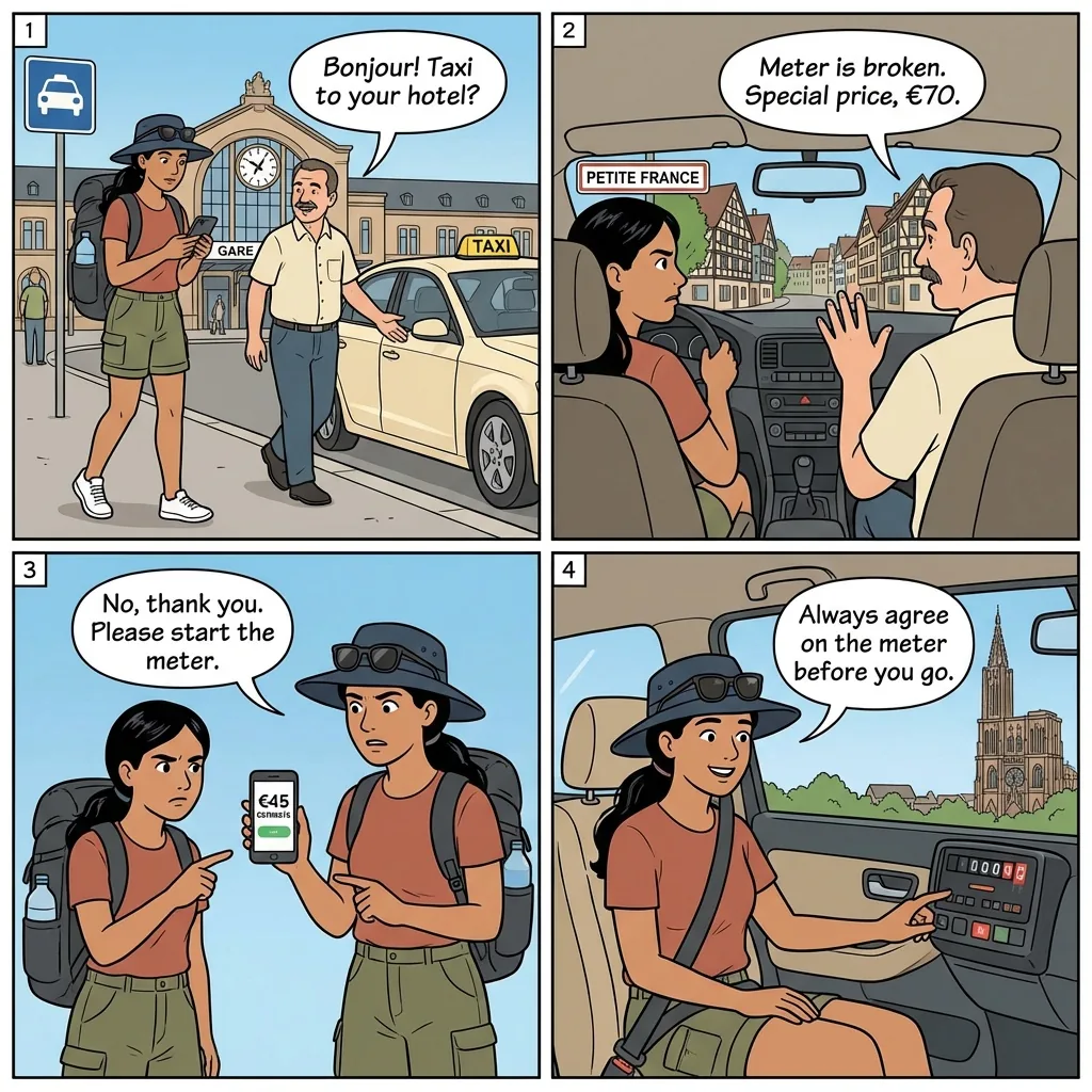 Taxi Meter Manipulation — comic illustration