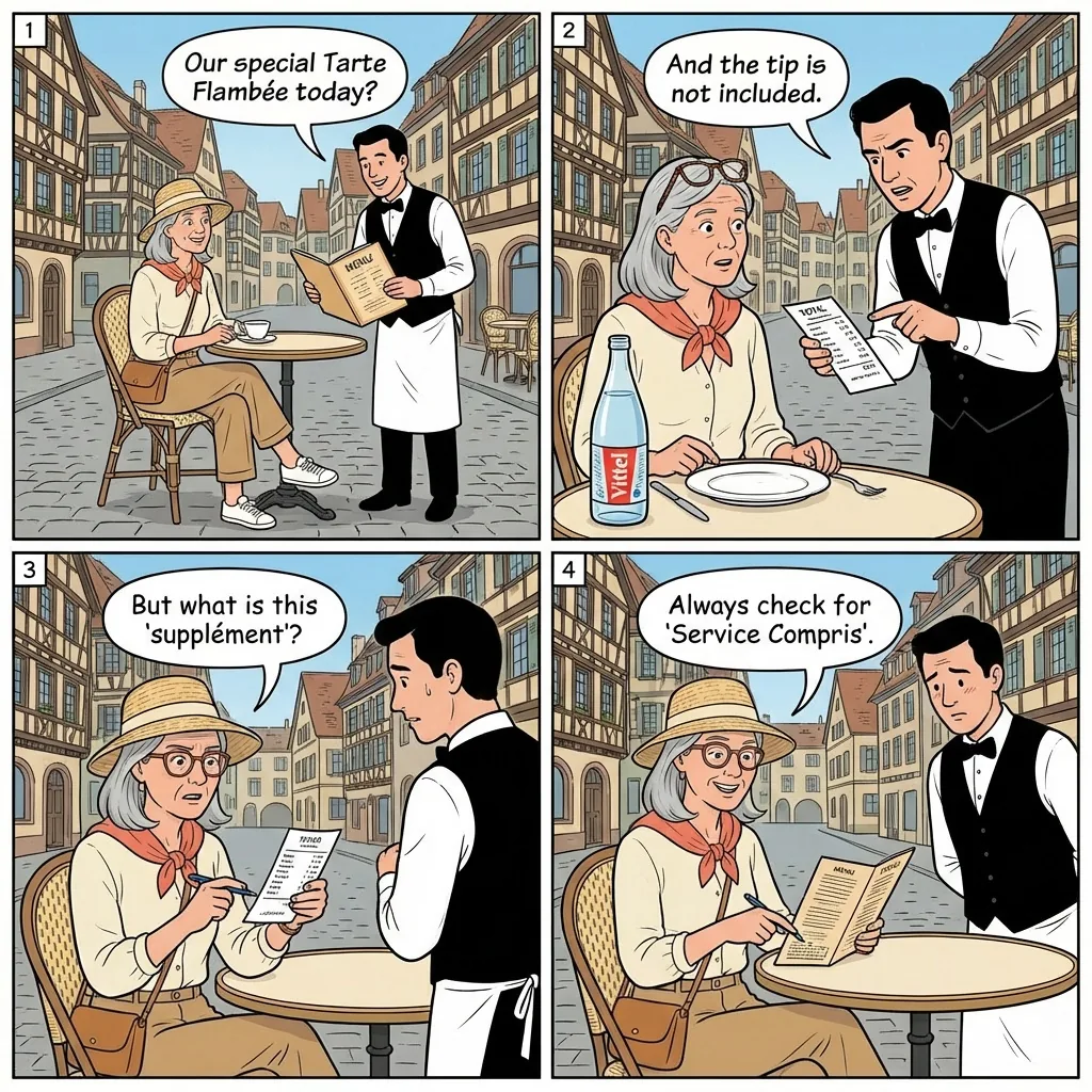 Restaurant Menu Overcharging — comic illustration