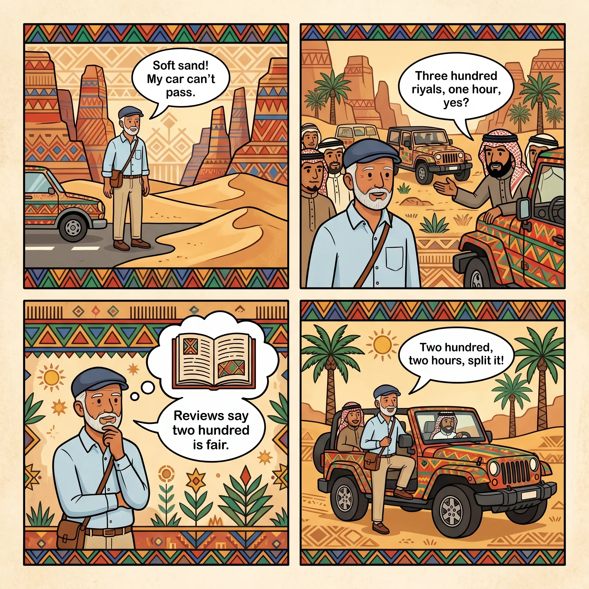 The Wadi Al Disah Informal 4x4 'End of the Road' Markup — comic illustration