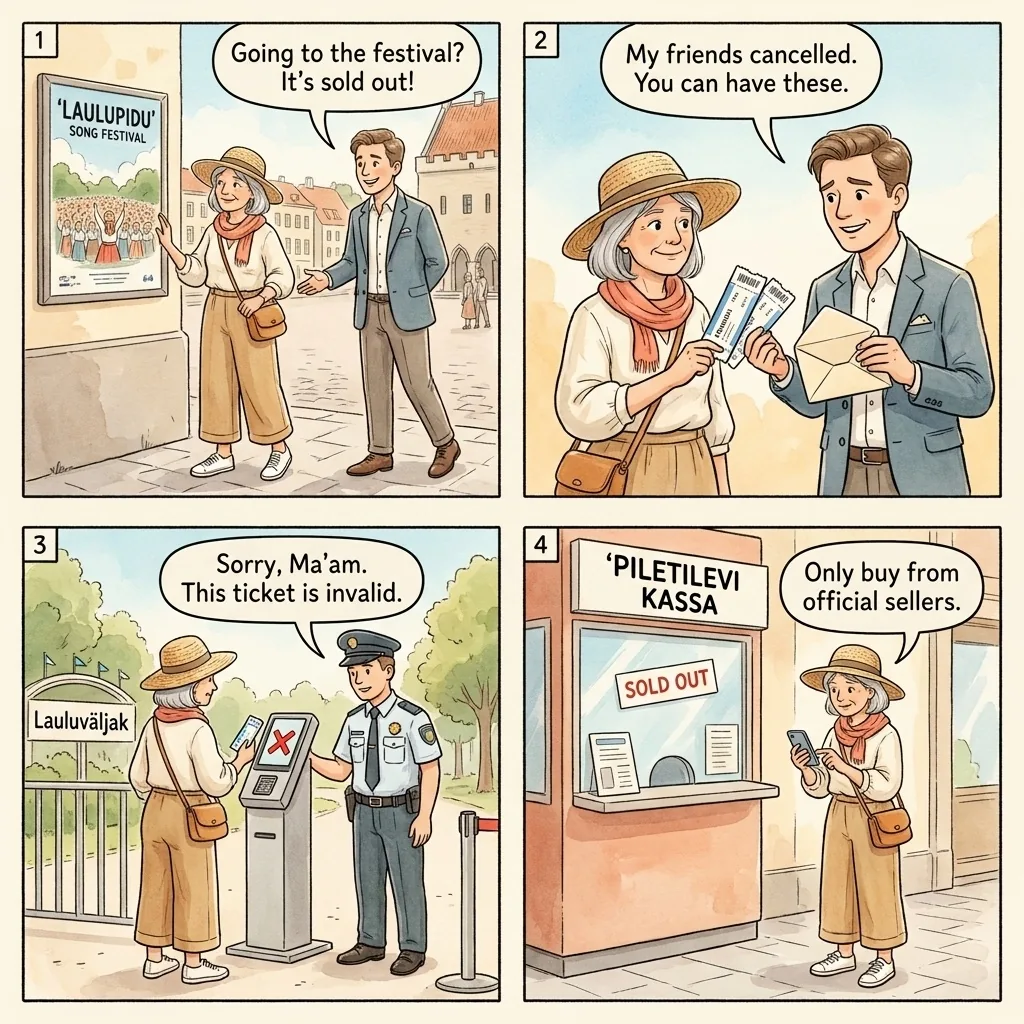 Fake Concert / Event Ticket Sales — comic illustration