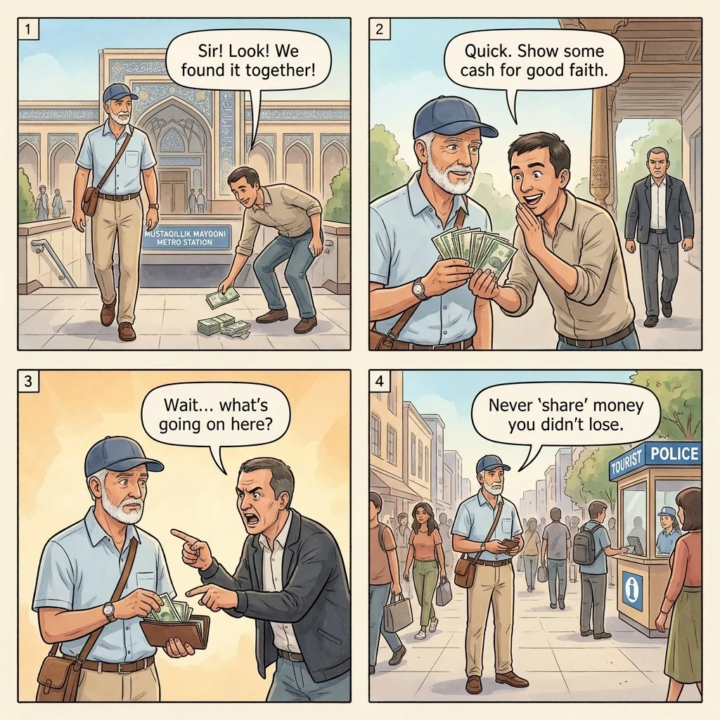 The Tashkent Metro Found-Cash Hustle — comic illustration