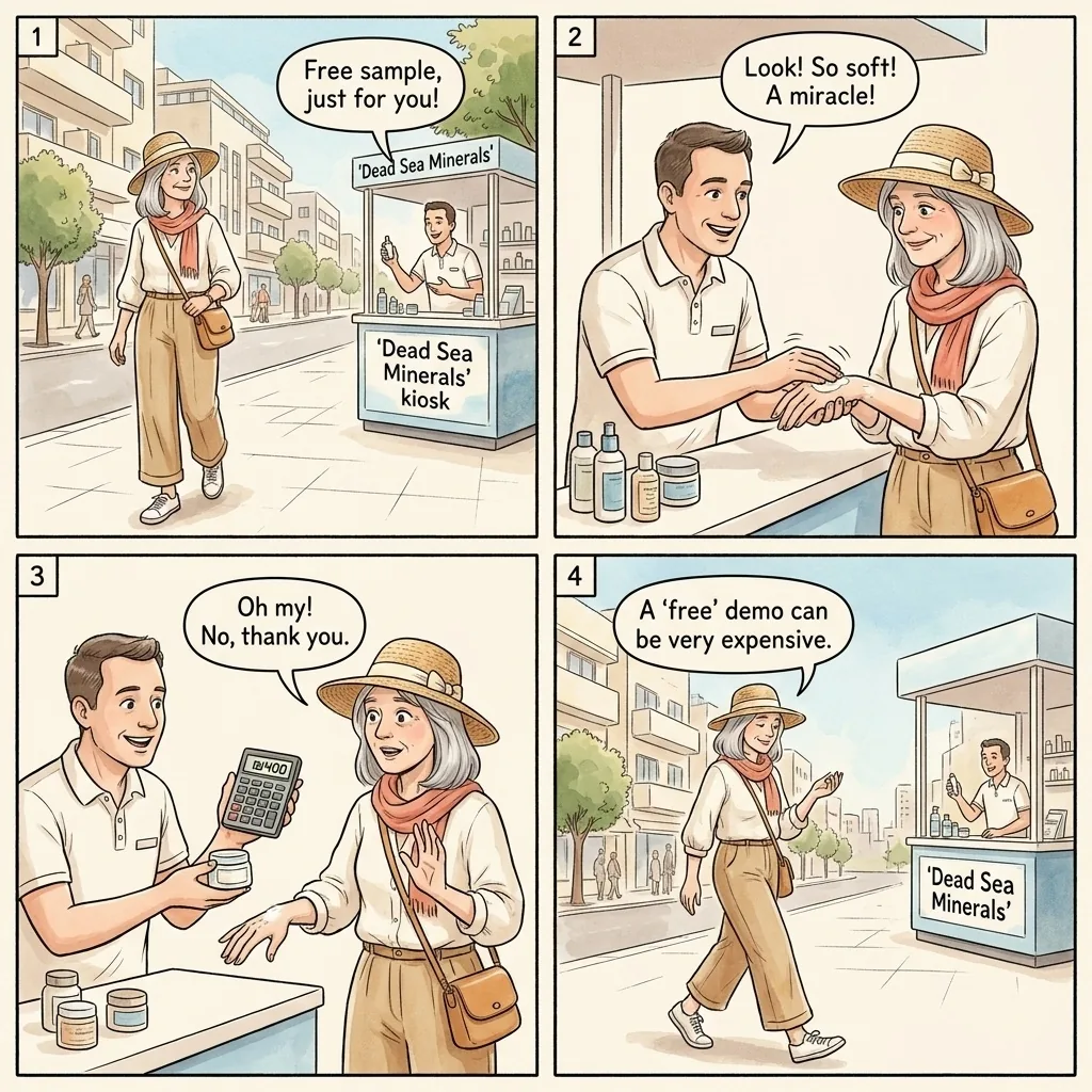 The Dizengoff Dead Sea Hand-Demo — comic illustration