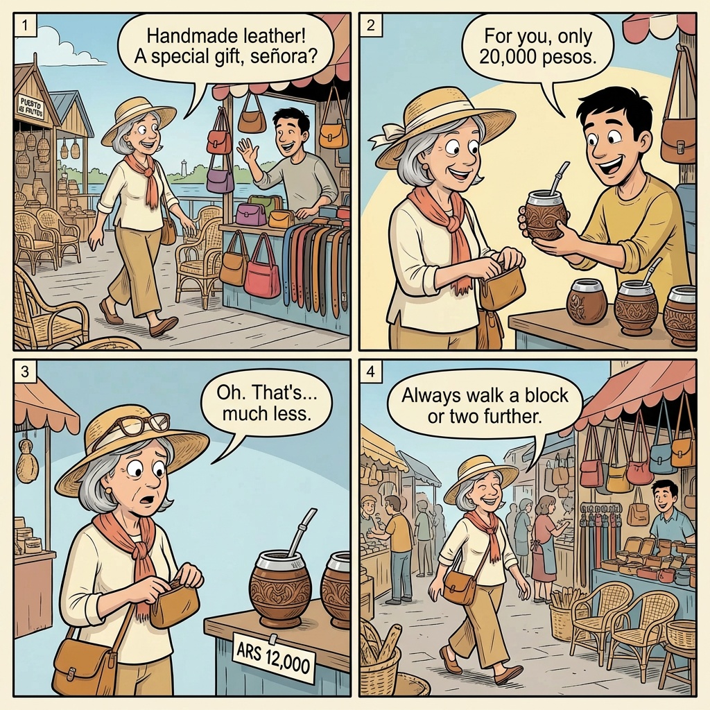 Puerto de Frutos Artisan-Market Price Padding — comic illustration