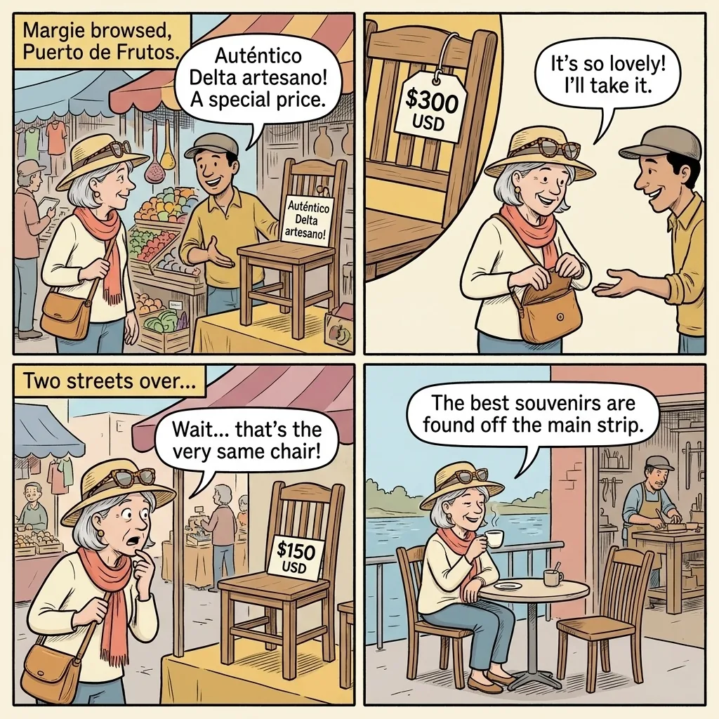 Puerto de Frutos Artisan-Market Price Padding — comic illustration