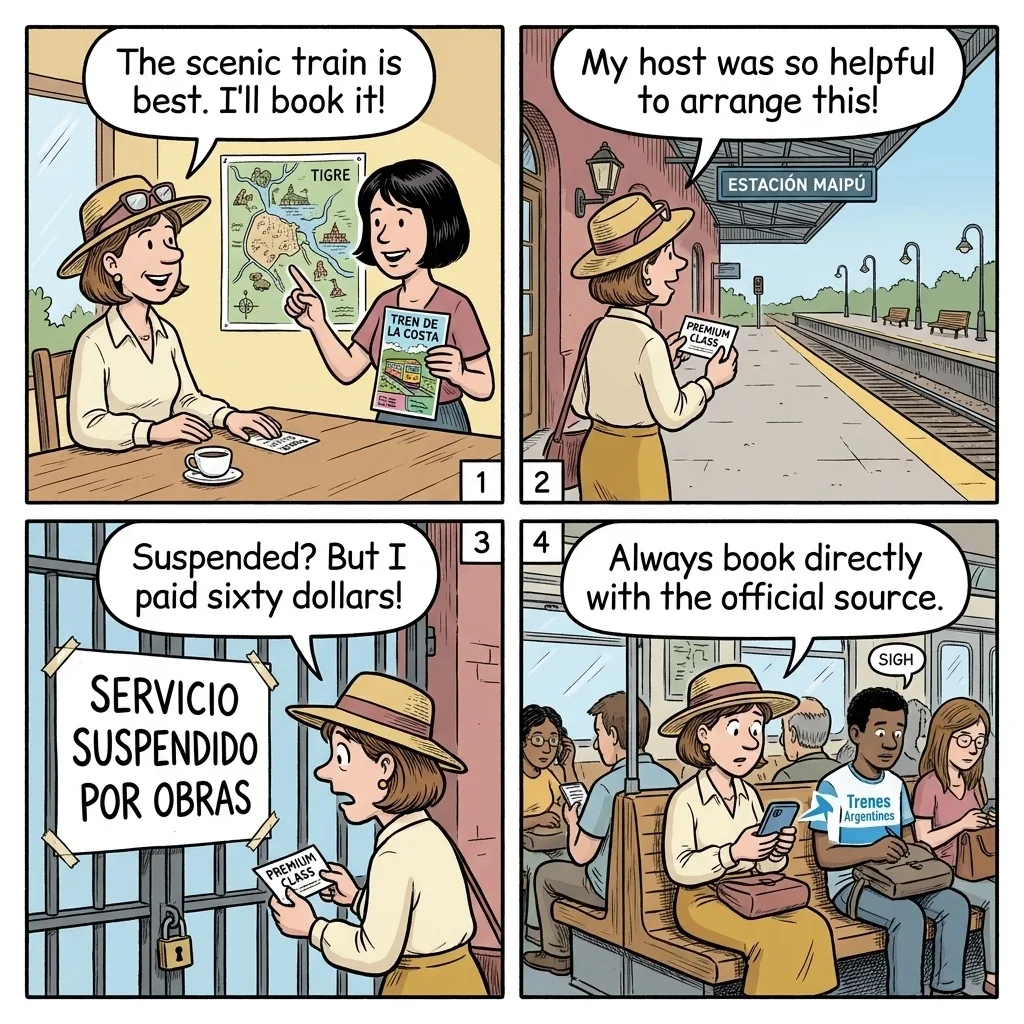 Tren de la Costa Service Suspension & Reseller Confusion — comic illustration