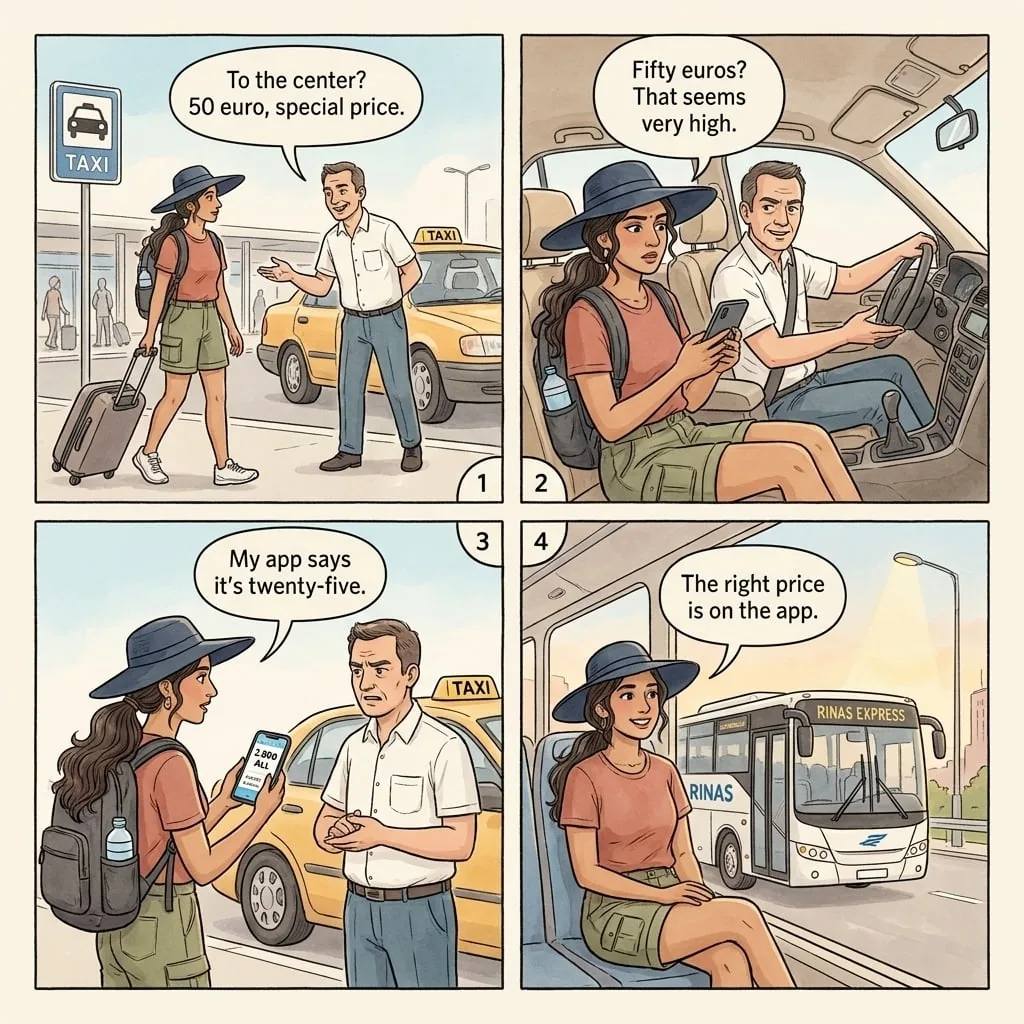 Airport Taxi Fare Inflation — comic illustration