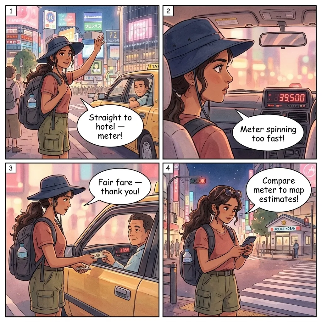 The Overpriced Metered Taxi — comic illustration