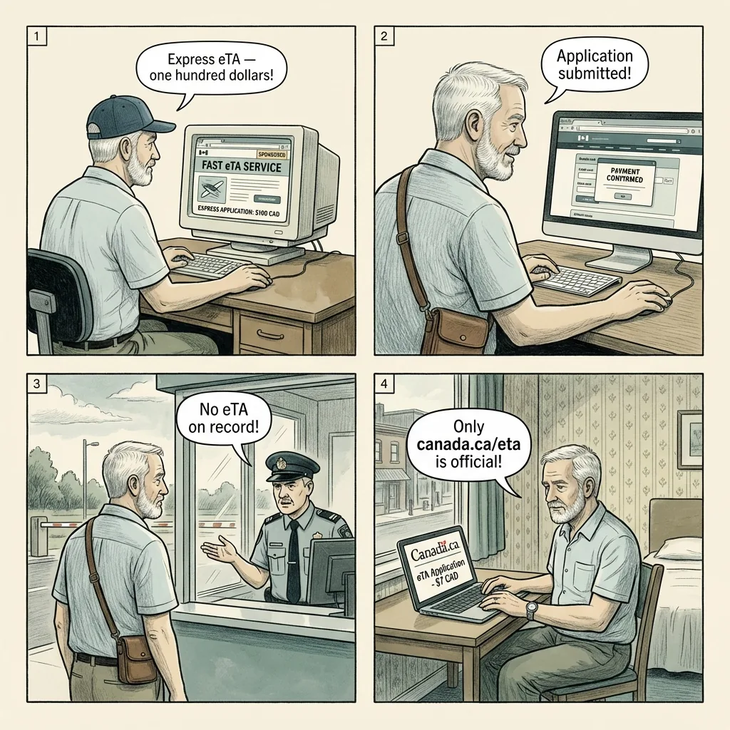 Fake eTA Visa Websites — comic illustration