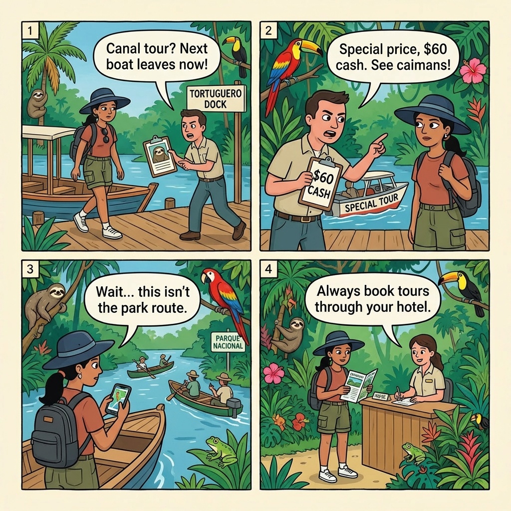 Canal Tour Cash Markup at the Dock — comic illustration