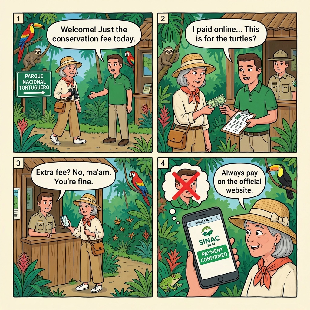 Fake Park Conservation Fee Collector — comic illustration