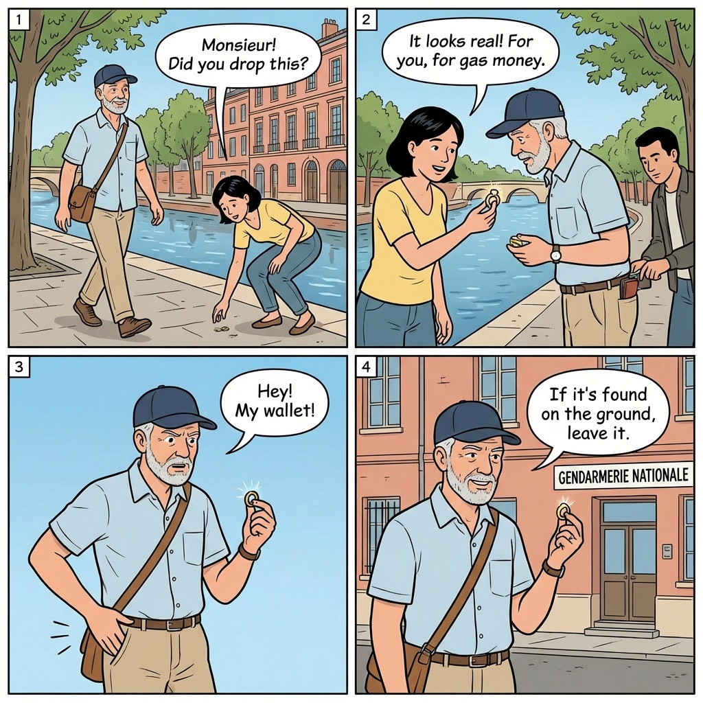 Gold Ring Scam — comic illustration