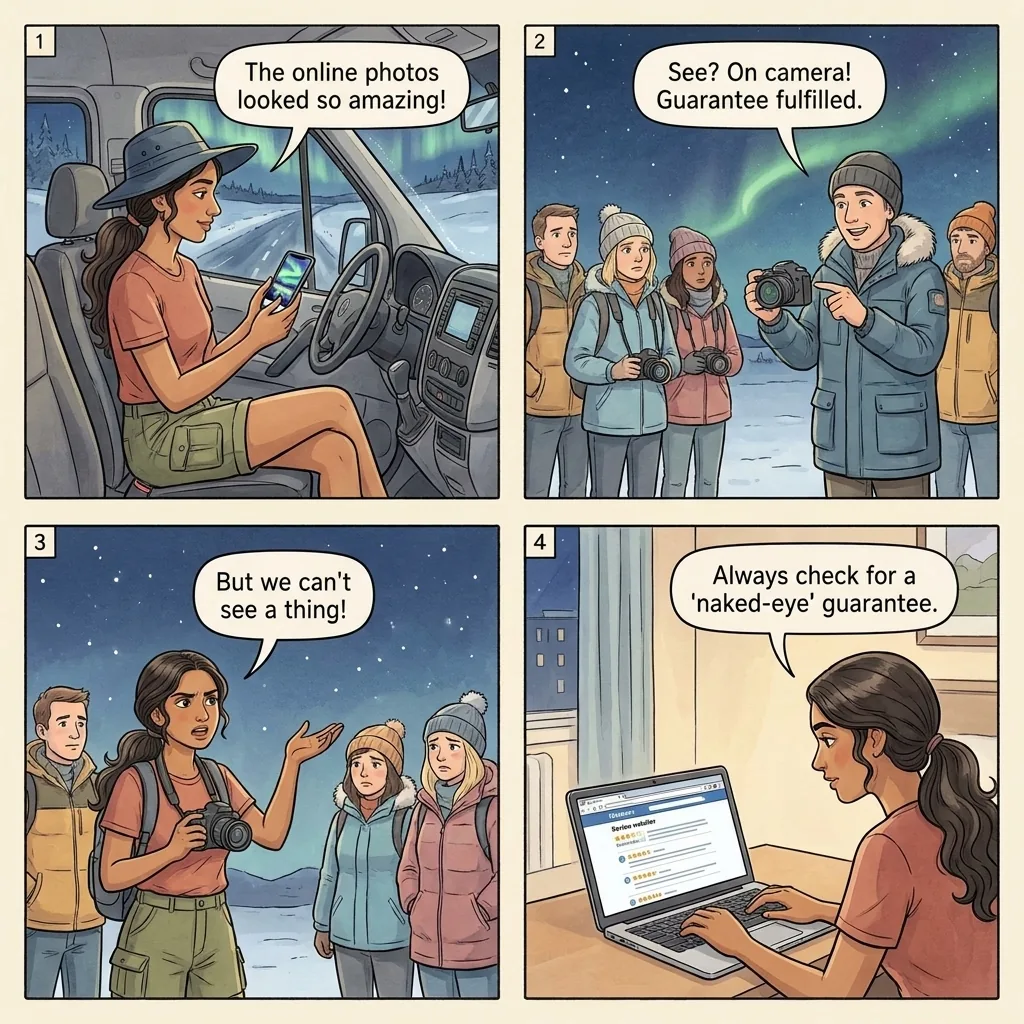 Aurora Tour Camera-Only Guarantee Loophole — comic illustration