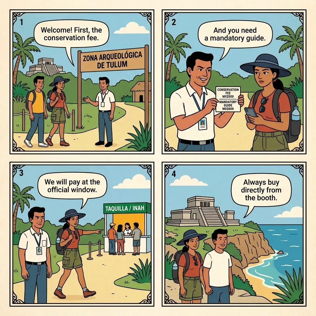 Ruins 'Conservation Fee' Gate Trap — comic illustration
