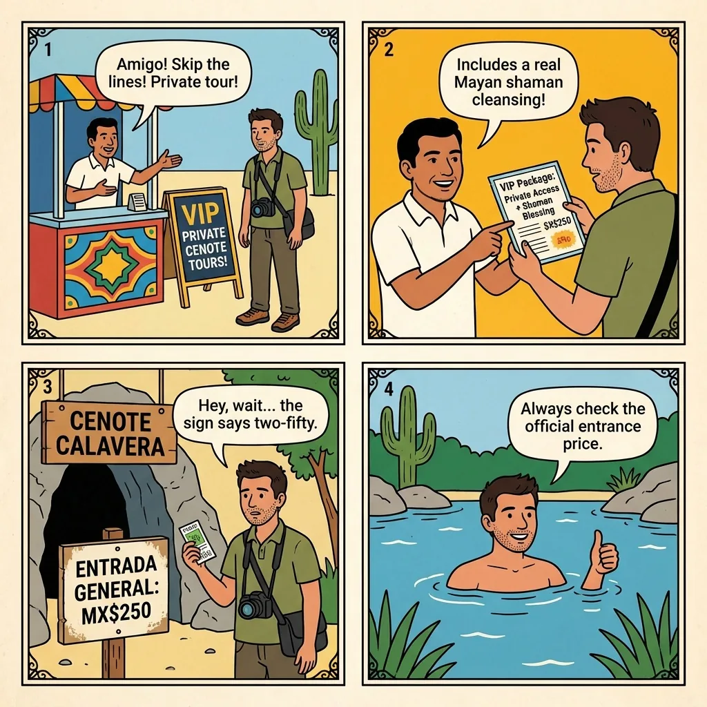 Gran Cenote 'Private Access' Trap — comic illustration