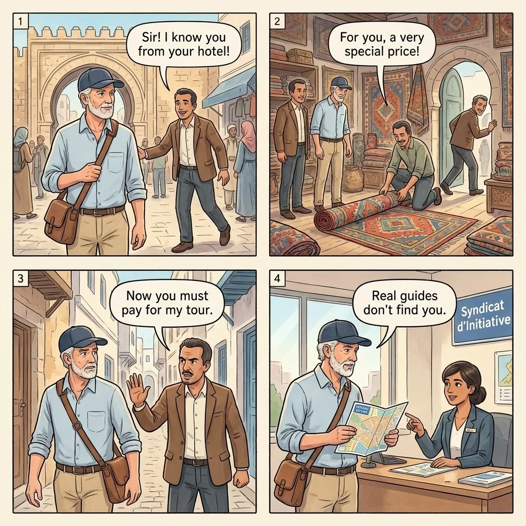 The Medina Fake Guide Ambush — comic illustration