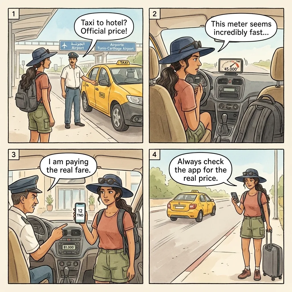 The Airport Taxi Meter Scam — comic illustration