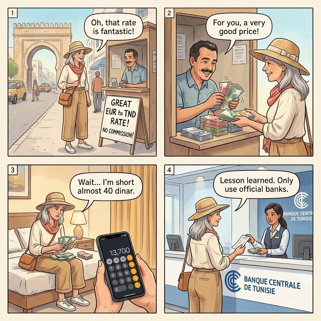 The Bab el Bhar Money Changer Deception — comic illustration
