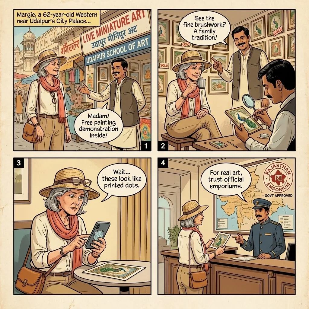 The City Palace Miniature Painting Pitch — comic illustration