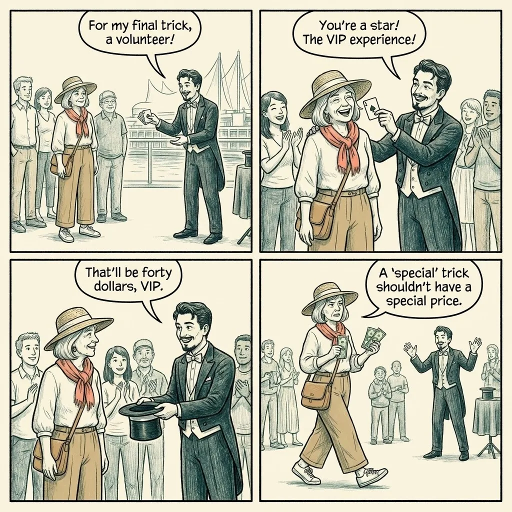 Canada Place Street Magic Hustle — comic illustration