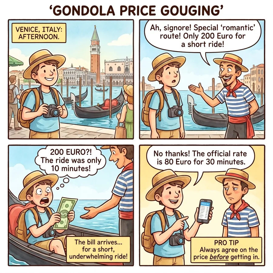 Gondola Price Gouging — comic illustration