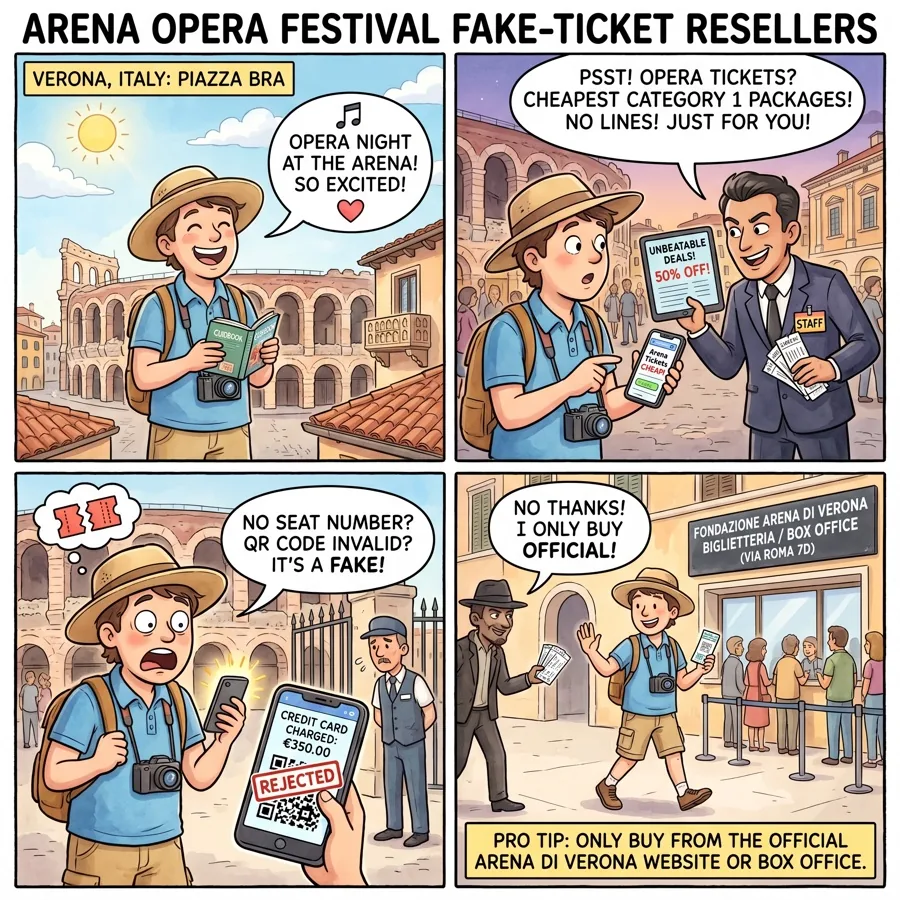 Arena Opera Festival Fake-Ticket Resellers — comic illustration