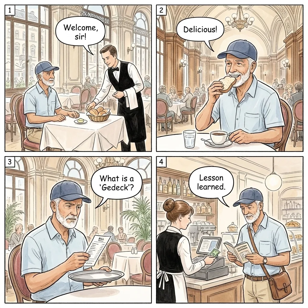 Kärntner Strasse Restaurant Cover-Charge Creep — comic illustration