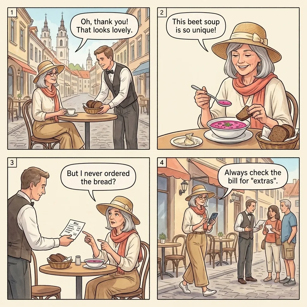 The Pilies Street Restaurant Surcharge Stack — comic illustration