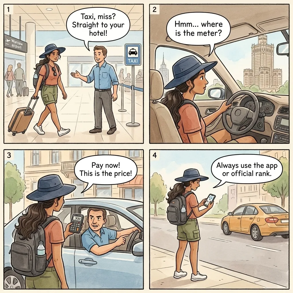 Unlicensed Taxi Overcharge — comic illustration