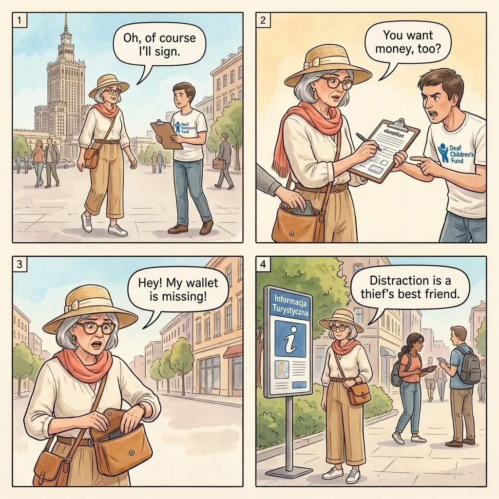 Fake Petition / Deaf Children Scam — comic illustration
