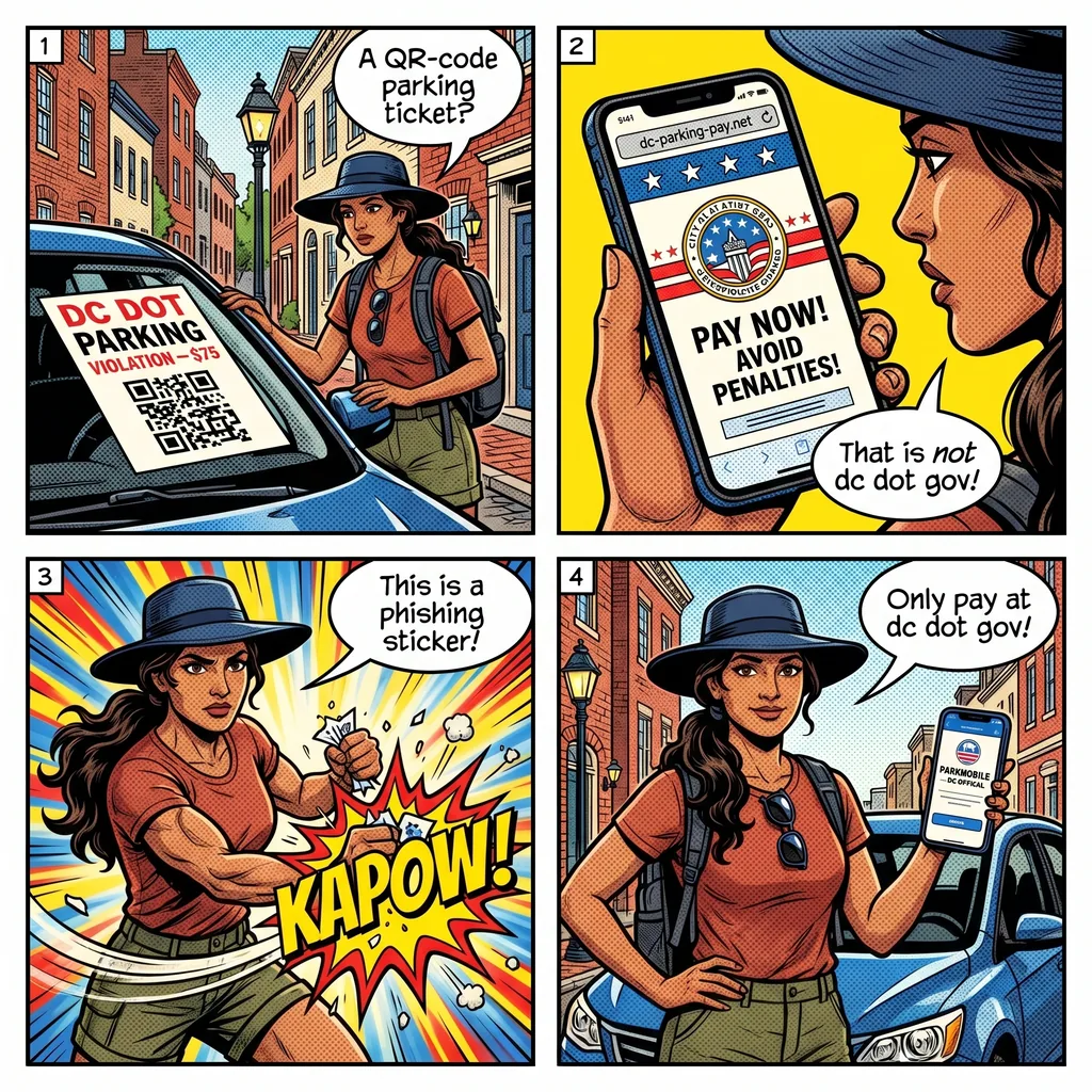 Fake Parking Ticket QR Code — comic illustration
