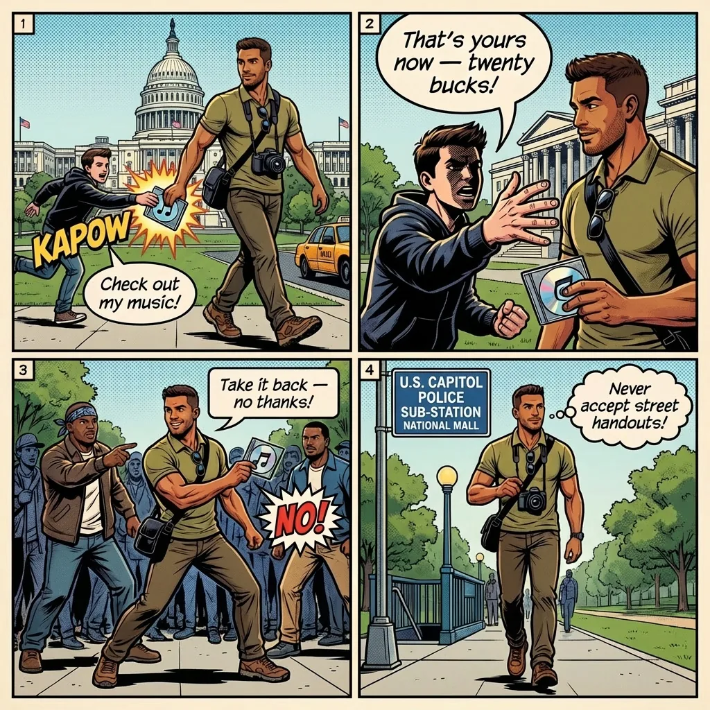 Friendship Bracelet and CD Hustle — comic illustration
