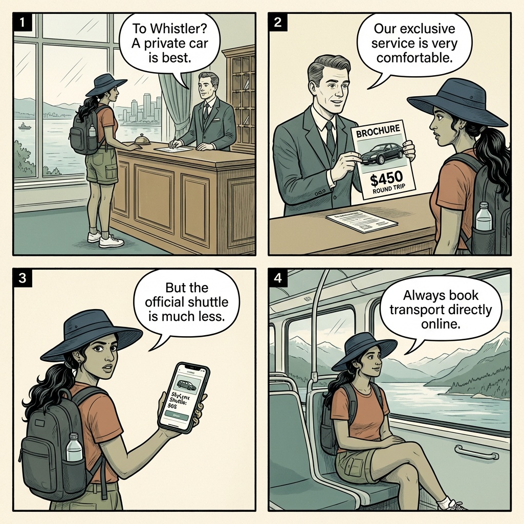 YVR Vancouver-to-Whistler Sea-to-Sky Shuttle & 'Private Transfer' Mark — comic illustration