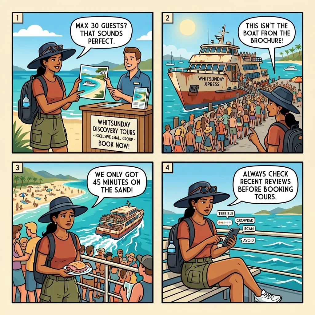 Overcrowded Day Cruise 'Whitehaven Xpress' & Cruise — comic illustration