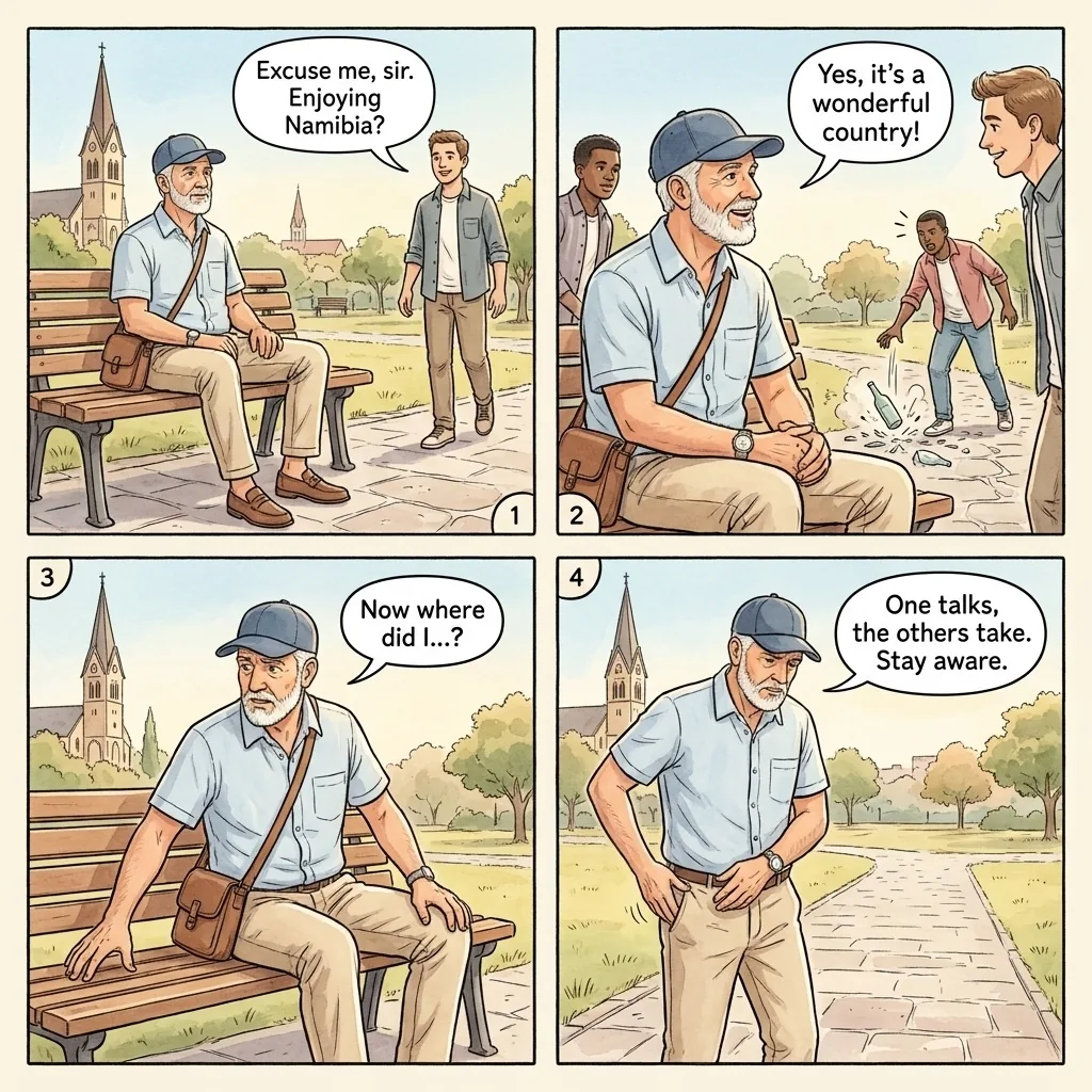The Zoo Park Distraction Pickpocket Gang — comic illustration