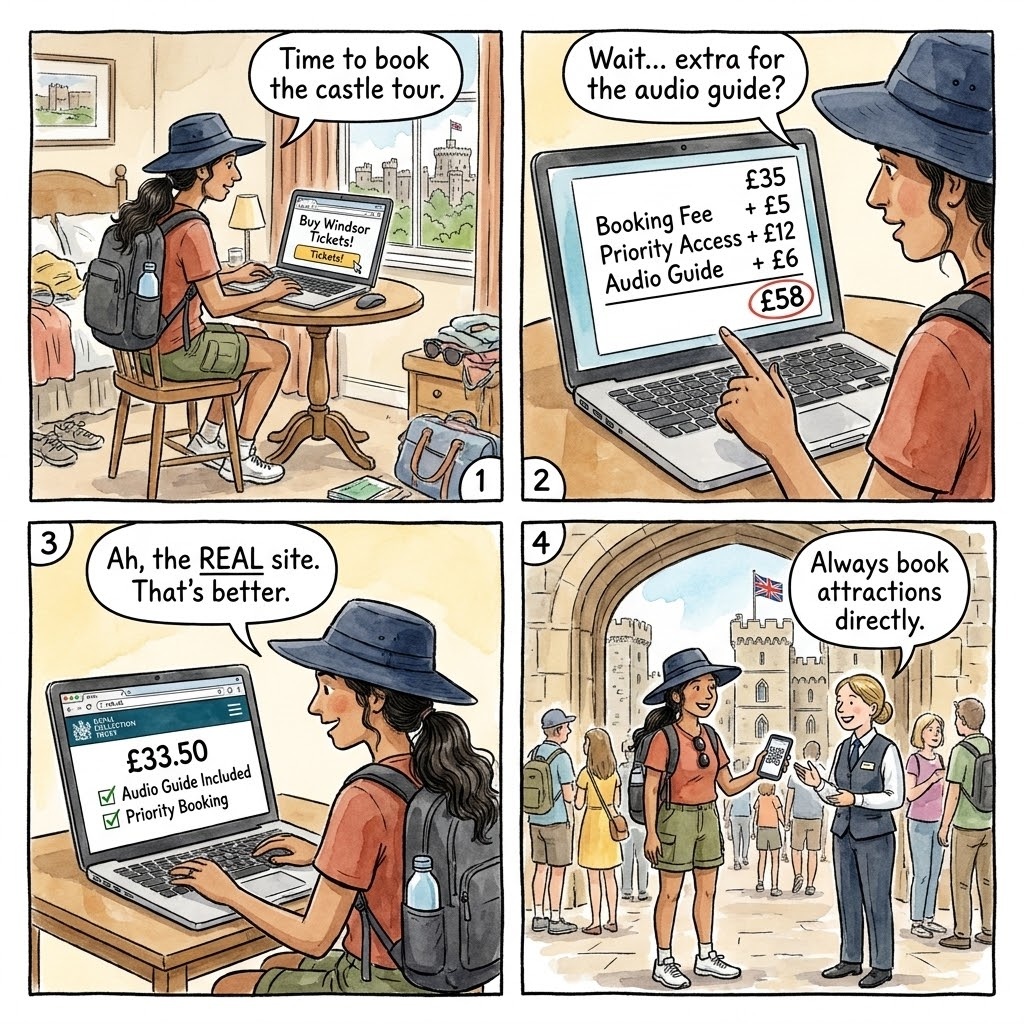 Windsor Castle Admission Third-Party Reseller Inflation — comic illustration