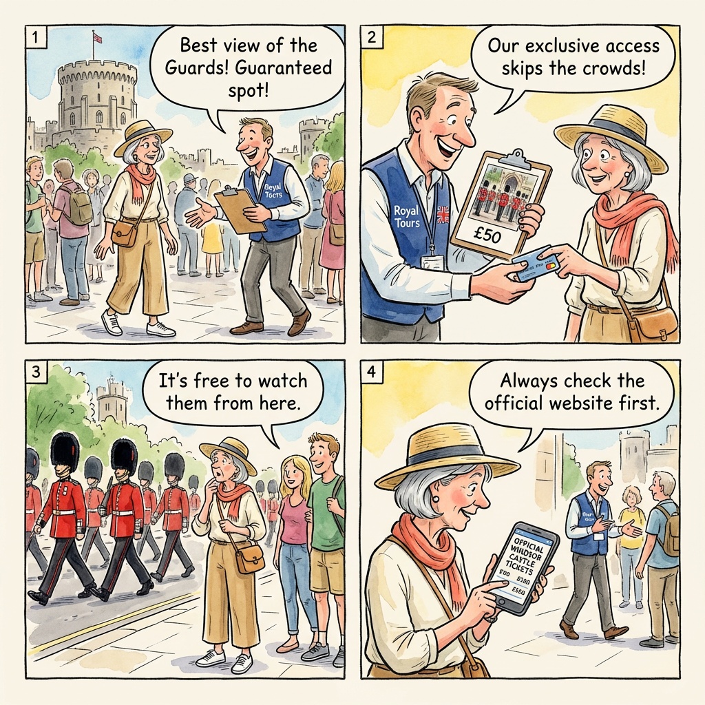 Windsor Changing of the Guard 'Premium View' Tour Upsell — comic illustration