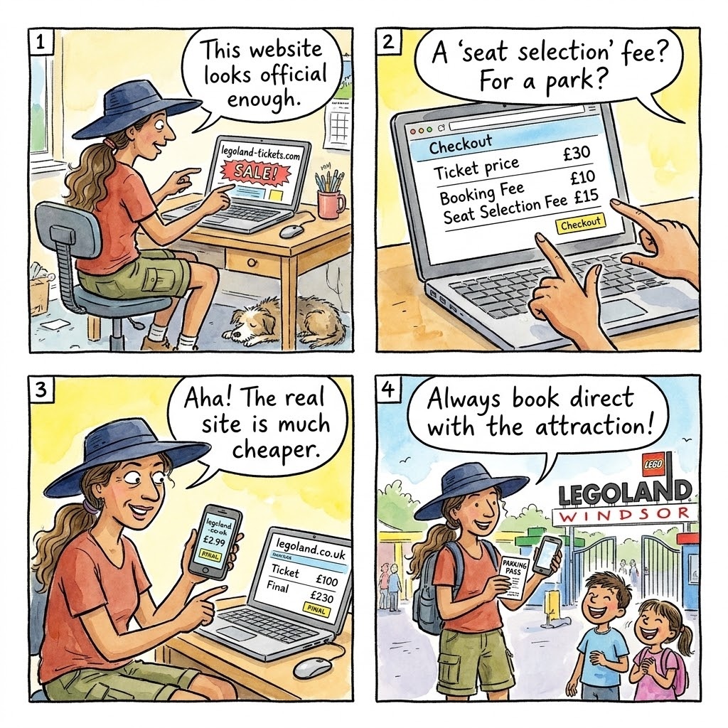 Legoland Windsor Ticket Reseller & Parking 'Car Park Exit Fiasco' — comic illustration