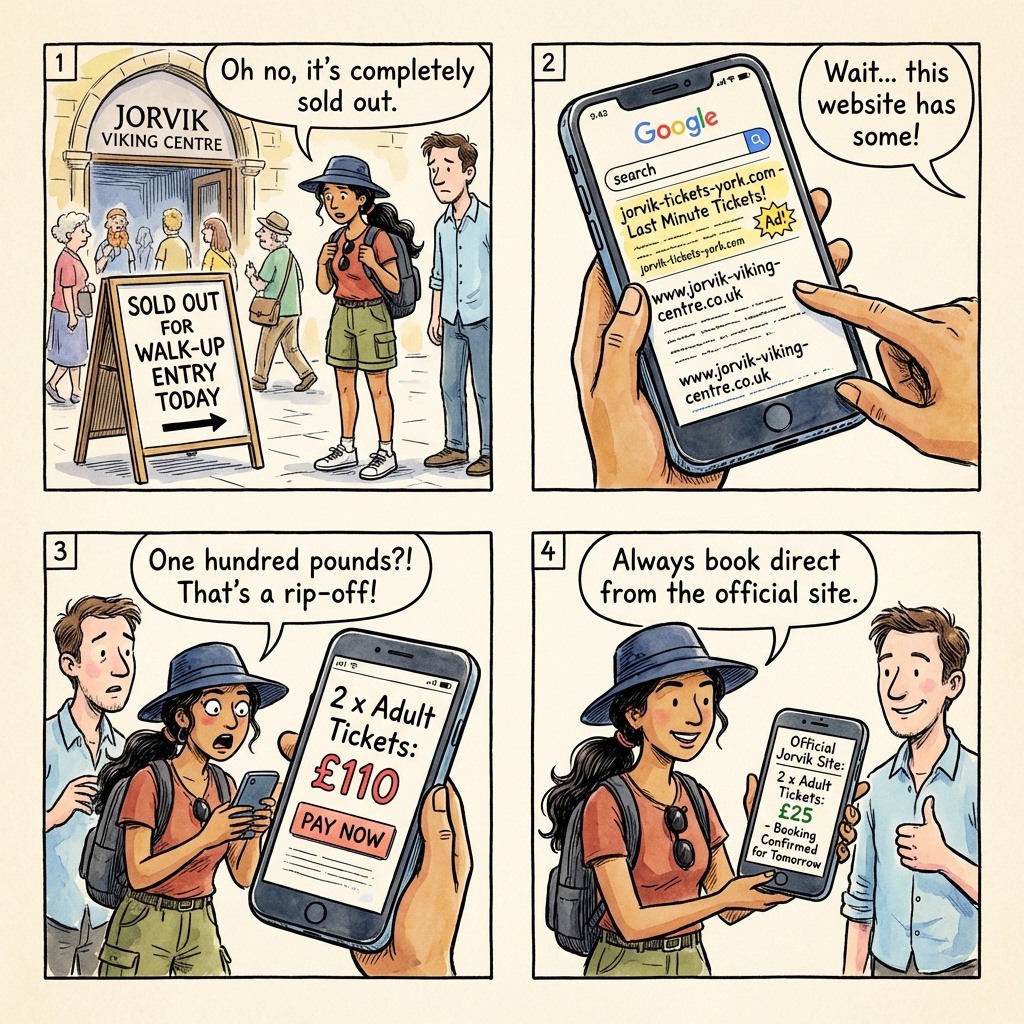 Jorvik Viking Centre Sold-Out Ticket Reseller Exploitation — comic illustration