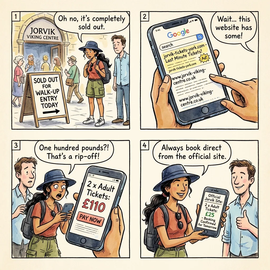 Jorvik Viking Centre Sold-Out Ticket Reseller Exploitation — comic illustration