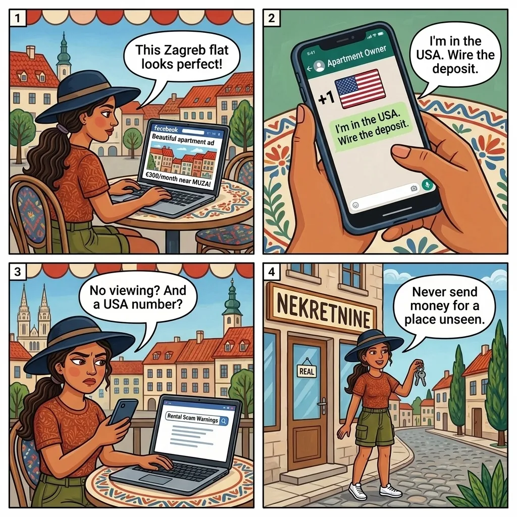Facebook Apartment USA-Number Listing Fraud — comic illustration