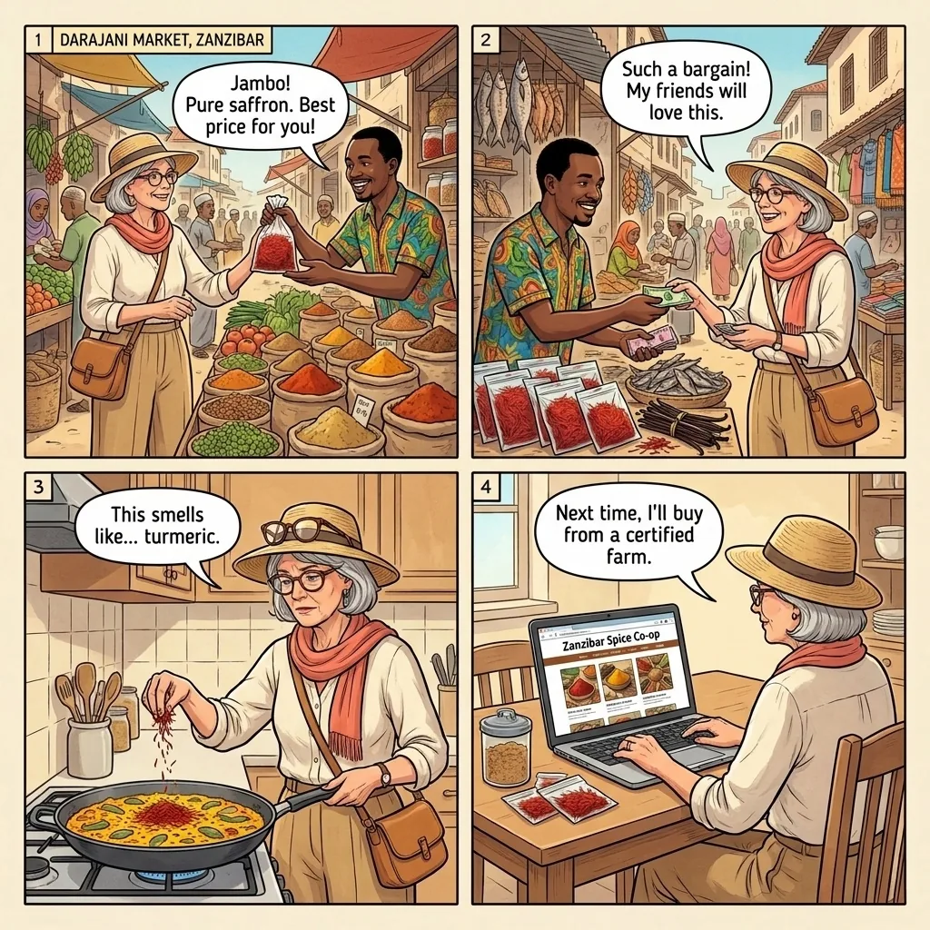 The Darajani Counterfeit-Spice Switch — comic illustration