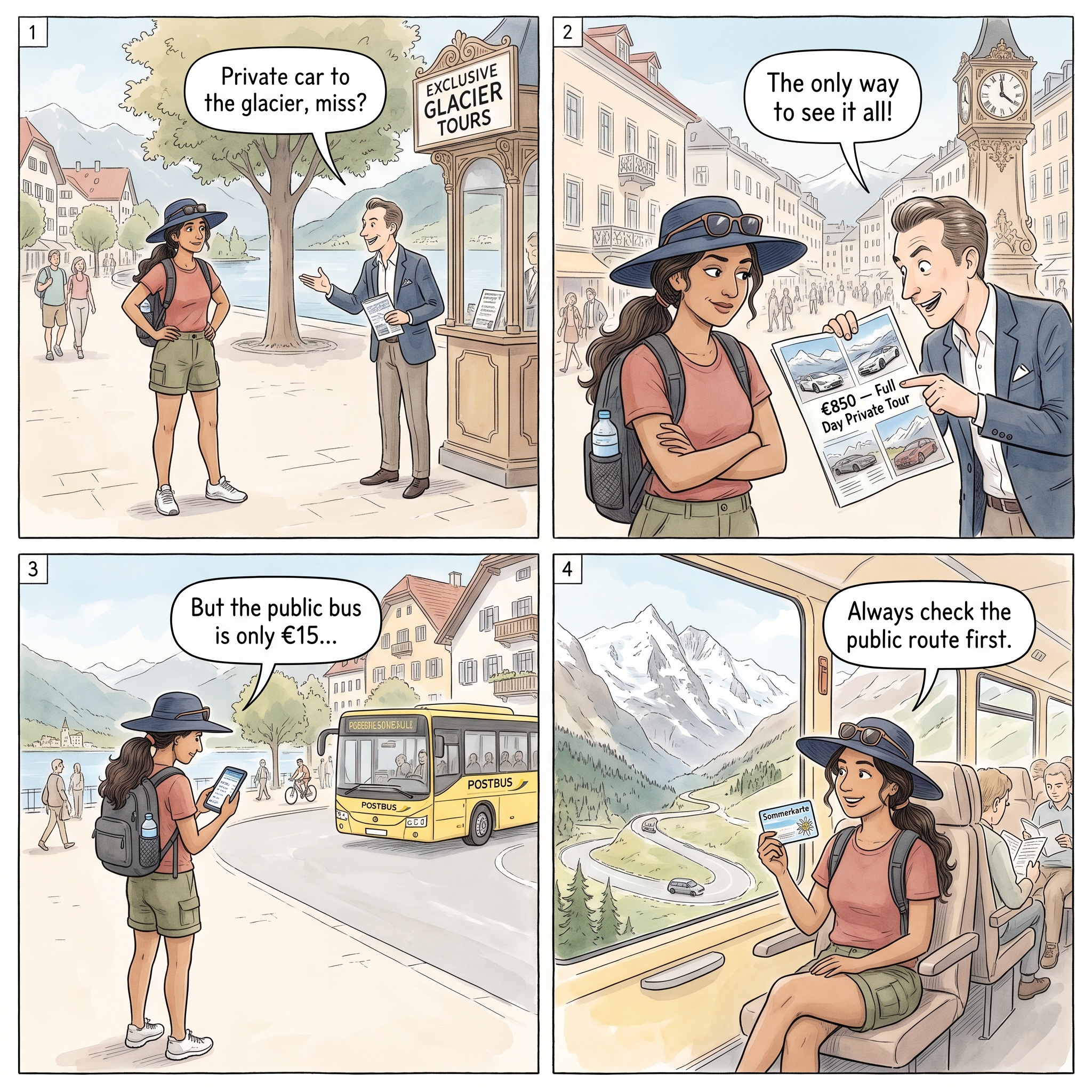 Overpriced Private Glacier and Waterfall Tours — comic illustration